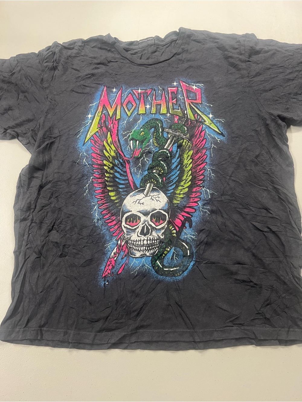 Snake Skull Graphic T-Shirt Black Size S/M
